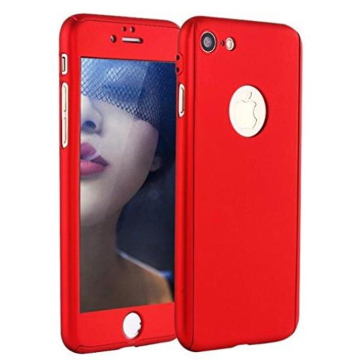 Калъф MyStyle Red FullBody за Apple iPhone 8 пълно покритие на 360 градуса с безплатно защитно фолио