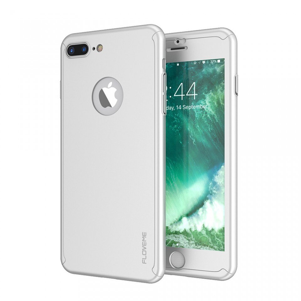 Husa Fullbody MyStyle Silver pentru Apple iPhone 8 Plus acoperire completa 360 grade cu folie de protectie gratis