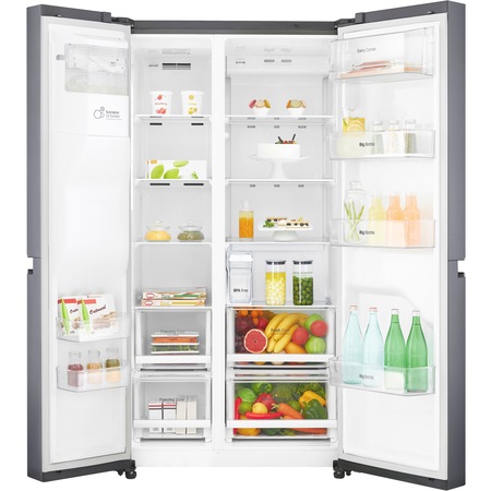 Side by side LG GSL471ICEZ, 601 l, No Frost, Dozator de apa/gheata, Touch control, Compresor Inverter linear, Clasa A++, H 179 cm, Argintiu