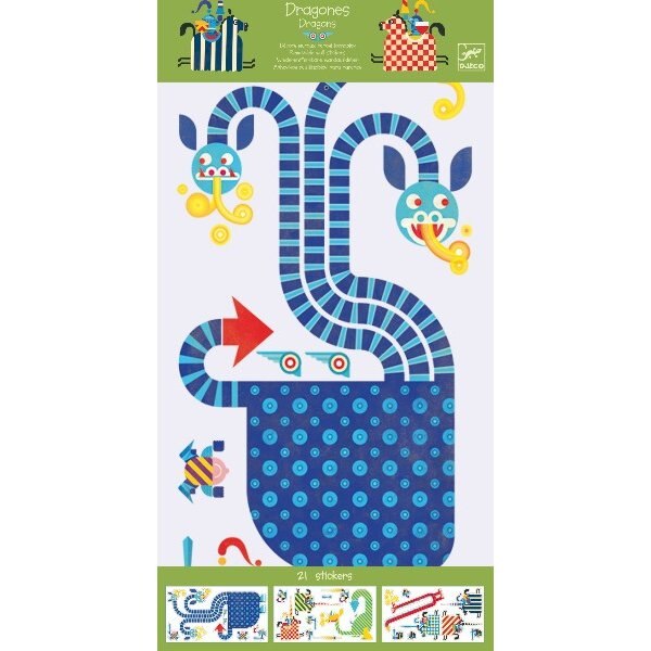 Abtibilduri de perete, Dragoni, Djeco Multicolor