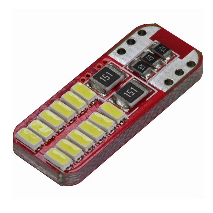 LED izzó T10 24 SMD 4014 12-24 V, FEHÉR KANBUS