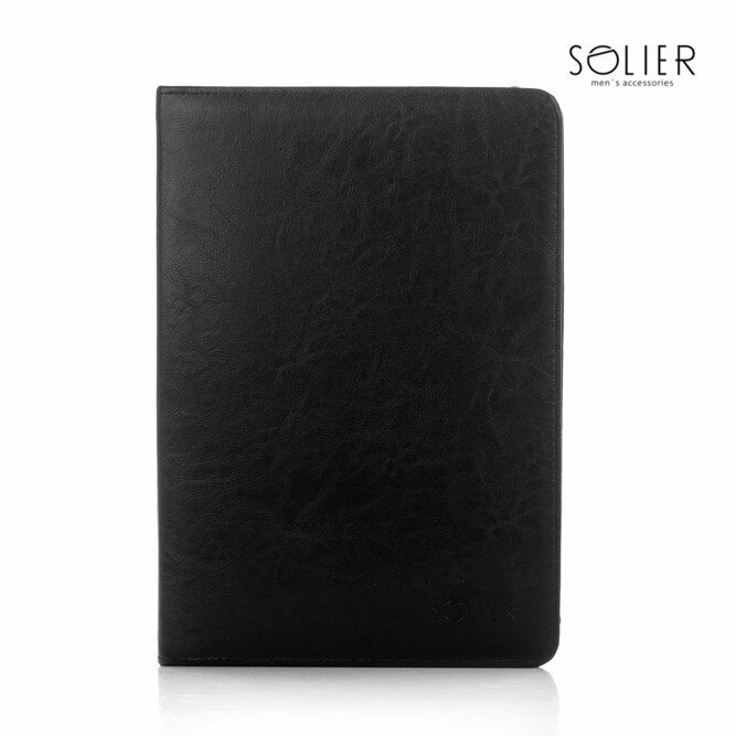 Mapa din piele ecologica Solier, Negru ST01B