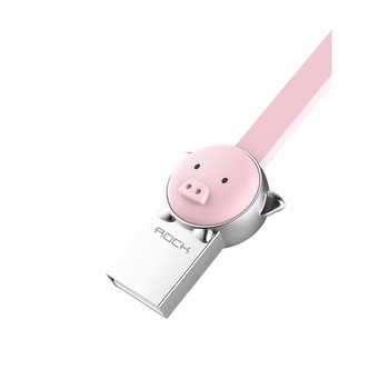 Cablu Micro USB Rockspace, Zodiac chinezesc, Porc, Roz Cablu Micro USB Rockspace, Zodiac chinezesc, Porc, Roz