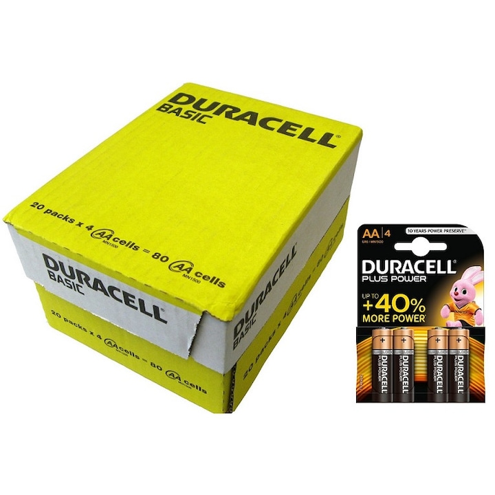 Duracell R6 Baterii Duracell alcaline AA, R6, Mignon, MN 1500, LR06, cutie 80 ...