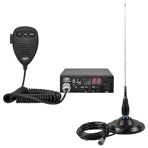 Kit Statie radio CB PNI Escort HP 8000L ASQ + Antena CB PNI ML145 cu magnet 145/PL