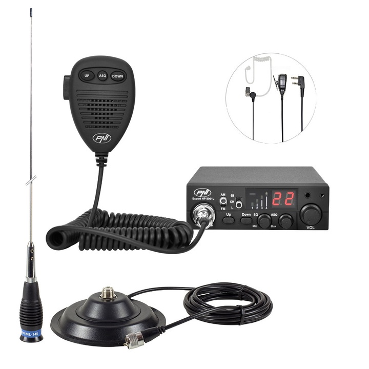 Комплект радиостанция CB PNI ESCORT HP 8001L ASQ + Aнтена CB PNI ML145