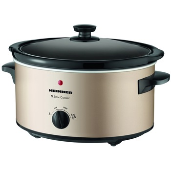 Slow Cooker Heinner HSCK-C35CR, 3.5 L, 135 W, 2 Setari temperatura, Auriu Slow Cooker Heinner HSCK-C35CR, 3.5 L, 135 W, 2 Setari temperatura, Auriu