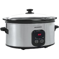 Slow Cooker Heinner HSCK-C57IX, 5.7 L, 220 W, Control Electronic, Timer, Inox/Negru