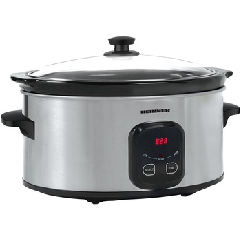 Slow Cooker Heinner HSCK-C57IX, 5.7 L, 220 W, Control Electronic, Timer, Inox/Negru Slow Cooker Heinner HSCK-C57IX, 5.7 L, 220 W, Control Electronic, Timer, Inox/Negru