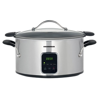 Slow Cooker Heinner HSCK-T6IX, 6 L, 185 W, Control Electronic, 3 Setari temperatura, Timer, Inox Slow Cooker Heinner HSCK-T6IX, 6 L, 185 W, Control Electronic, 3 Setari temperatura, Timer, Inox