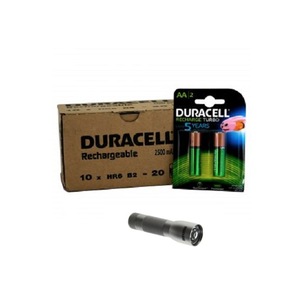 Acumulatori Duracell 2500mAh R6, AA, cutie 20 acumulatori, blister 2 + cadou lanterna Maxell