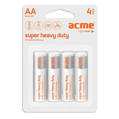 Baterii ACME Super Heavy Duty, tip AA, 1.5 V, 4 bucati