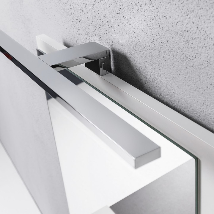 Oglinda cu 3 polite pe partea dreapta Domtech, LED, Stejar, Maro