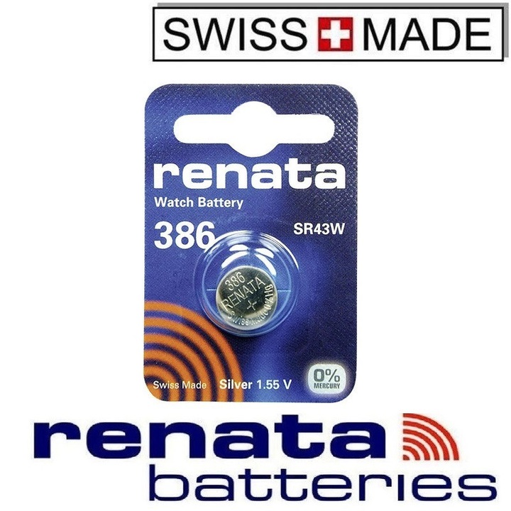 Батерия от сребърен оксид Renata 386 SR43W, 1.55V 130mAh