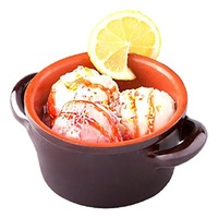 Set 6 vase mini, gen ramekin, cu capac si manere, Ø12cm, 0.4l Piral teracota maro