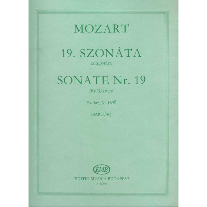Mozart, Wolfgang Amadeus: Sonata No. 19 E-flat major, K 189g