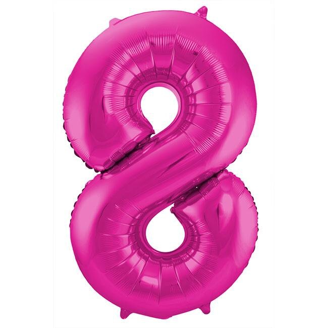 Balon folie, cifra 8, culoare roz, 105 cm, 1 buc