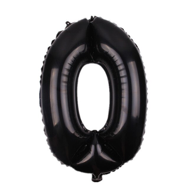 Balon folie, cifra 0, culoare negru, 105 cm, 1 buc