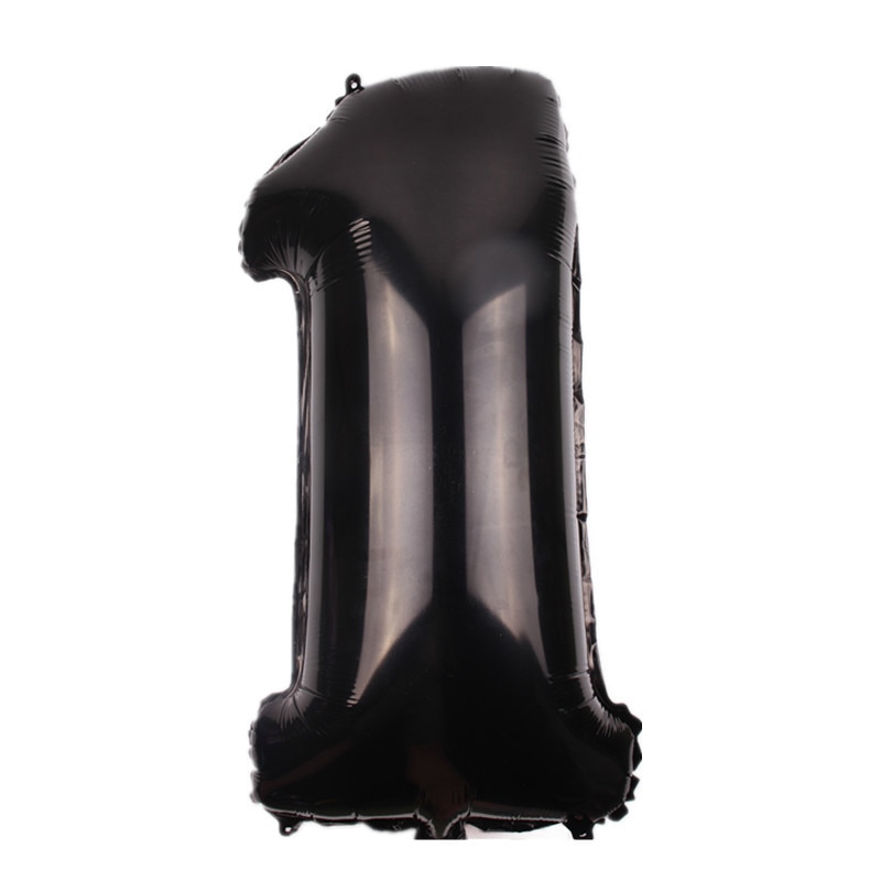 Balon folie, cifra 1, culoare negru, 105 cm, 1 buc