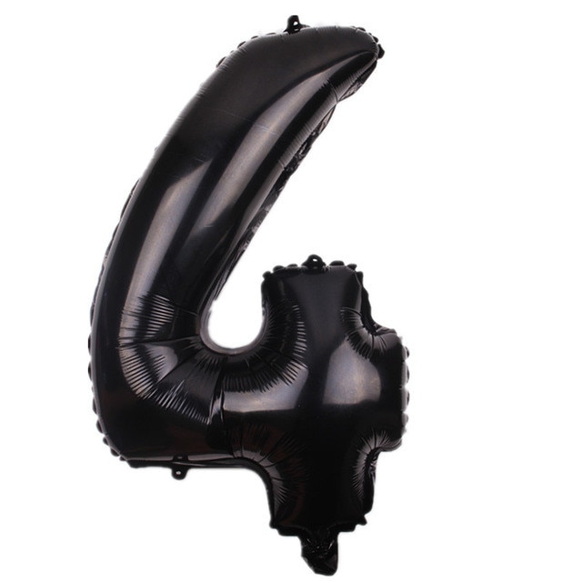 Balon folie, cifra 4, culoare negru, 105 cm, 1 buc