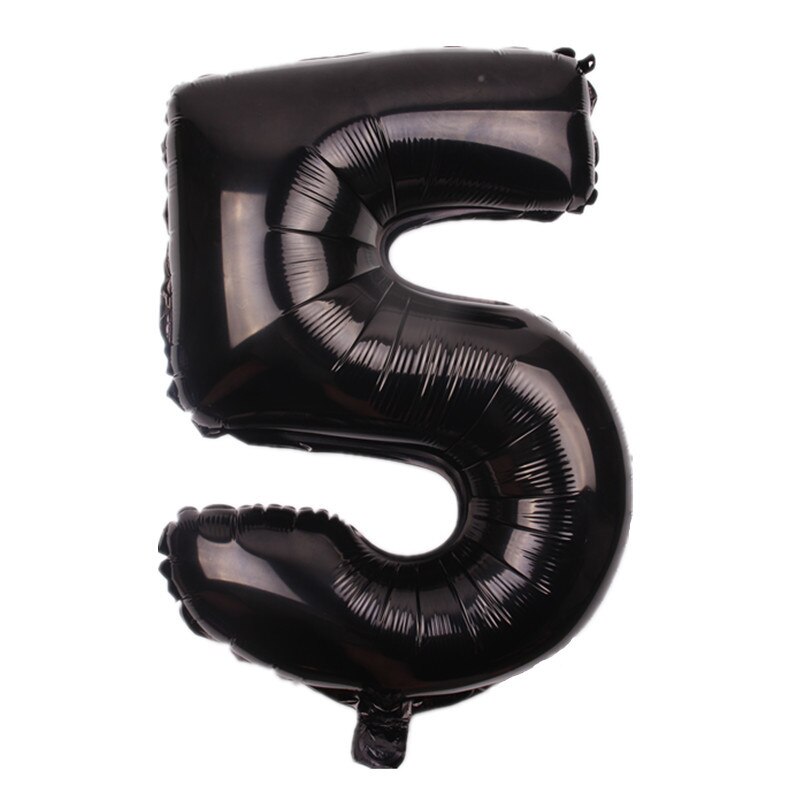 Balon folie, cifra 5, culoare negru, 105 cm, 1 buc
