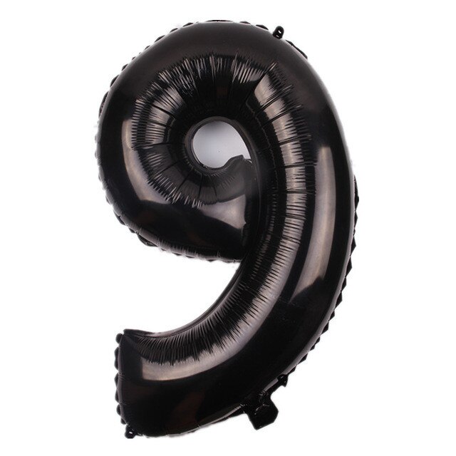 Balon folie, cifra 9, culoare negru, 105 cm, 1 buc