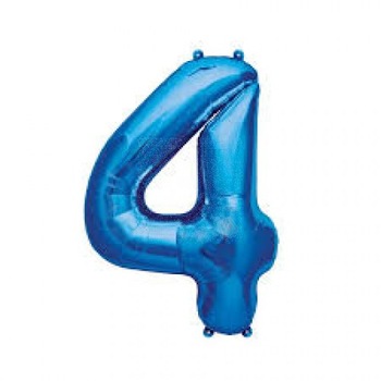 Balon folie, cifra 4, culoare albastru, 105 cm, 1 buc Balon folie, cifra 4, culoare albastru, 105 cm, 1 buc