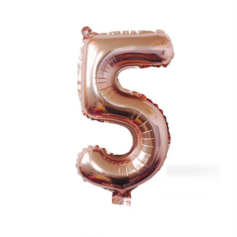 Balon folie, cifra 5, culoare rose-gold, 105 cm, 1 buc