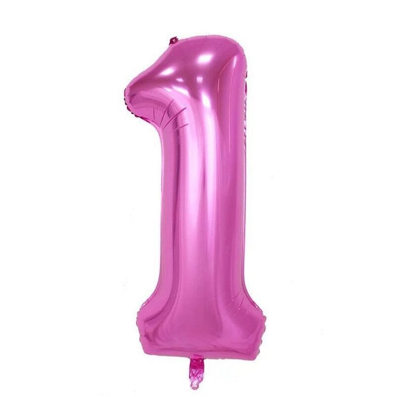 Balon folie, cifra 1, culoare roz, 105 cm, 1 buc