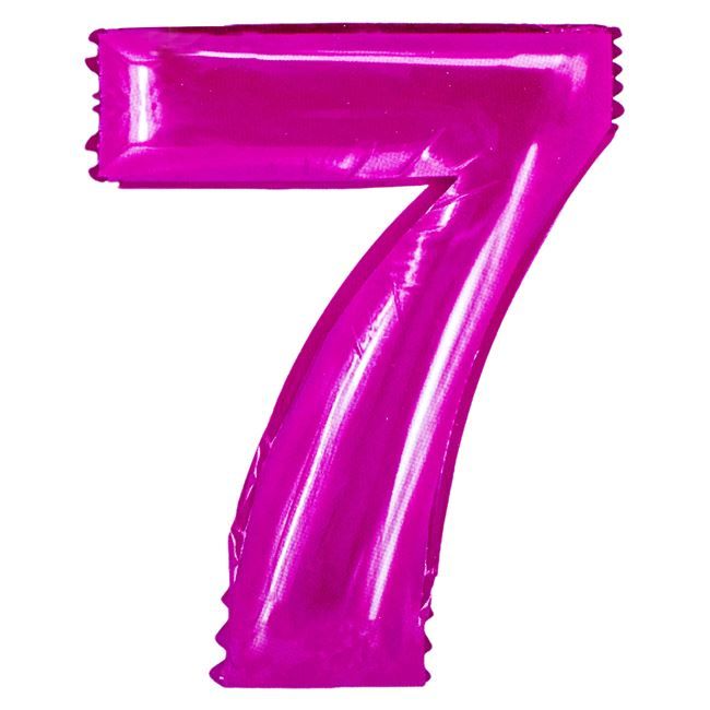 Balon folie, cifra 7, culoare roz, 105 cm, 1 buc