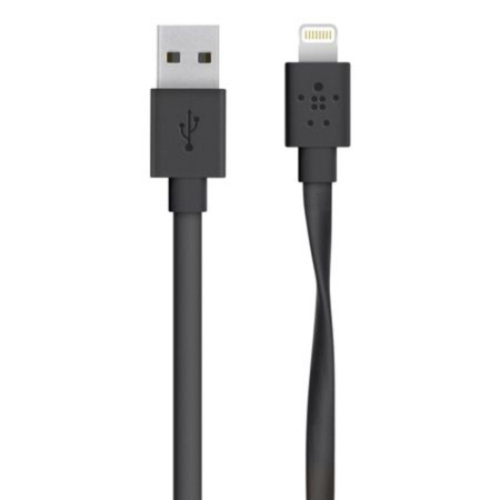 Vékony USB-Lighting kábel iPhone 5/SE/6/6S/7/8/X telefonhoz, 1 méter fekete