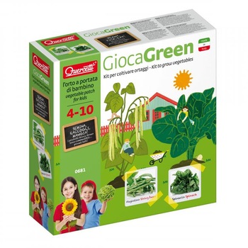 Set creativ pentru copii Gioca Green plantare si crestere Spanac si Fasole Quercetti Set creativ pentru copii Gioca Green plantare si crestere Spanac si Fasole Quercetti