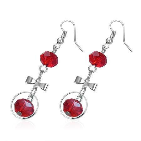 Cercei fantezie cu fundite si margele rosii - BeSpecial 3123, 3,5, Rosu