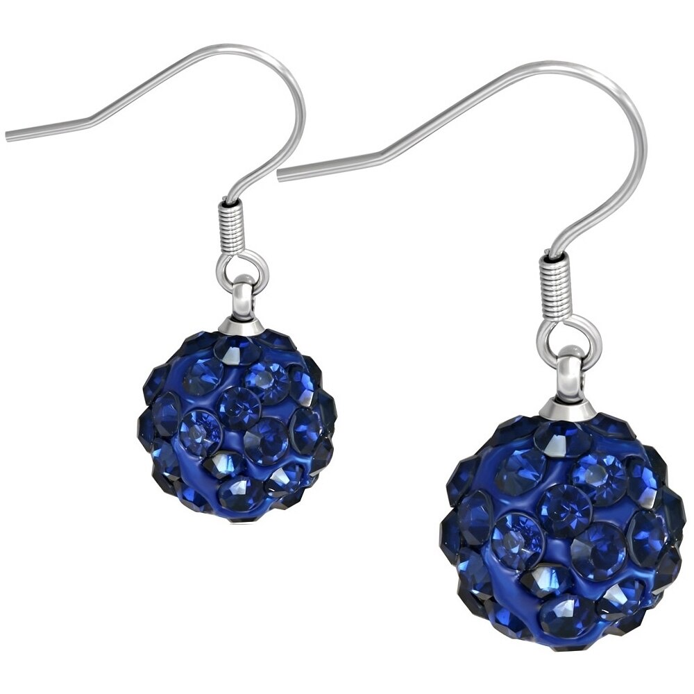 Cercei cu margele Shamballa albastre si inox - BeSpecial 8580, 1, Albastru
