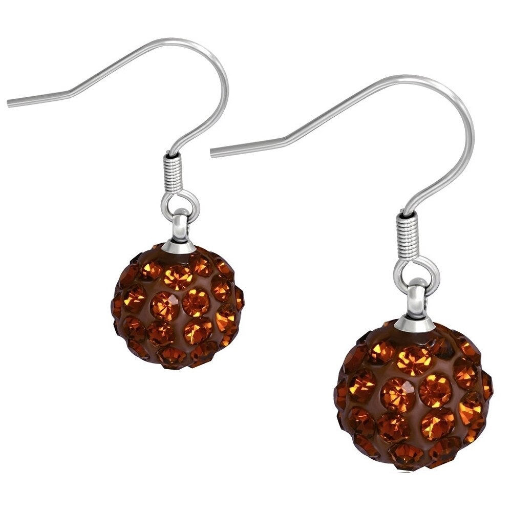Cercei cu margele Shamballa maro si inox - BeSpecial 8629, 1, Maro