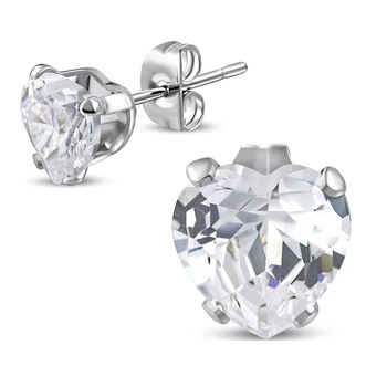 Cercei din inox cu inimioare albe 6 mm - BeSpecial 8651, 0,6, Alb Cercei din inox cu inimioare albe 6 mm - BeSpecial 8651, 0,6, Alb