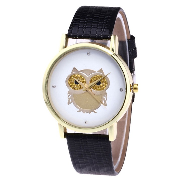 Дамски часовник бухал Geneva, LRTM BT, Стилен, Черен