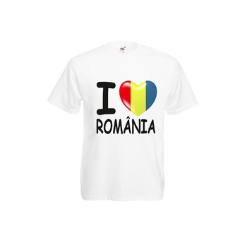 Tricou personalizat Fruit of the Loom I love Romania alb M Tricou personalizat Fruit of the Loom I love Romania alb M