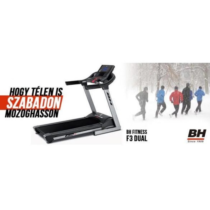BH Fitness i.F3 Futópad. Teherbírás 130kg. Erős 3Hp motor. Dőlésszög 12%. LCD 6,8"-os kijelző. Izületkímélő 6 Elastomers rugózás