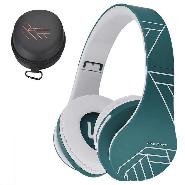 Bluetooth Слушалки, PowerLocus Over-Ear Сгъваеми Безжични Слушалки с опция за AUX режим, Micro SD/TF , FM за iPhone, Android, Laptop, PC, Сини