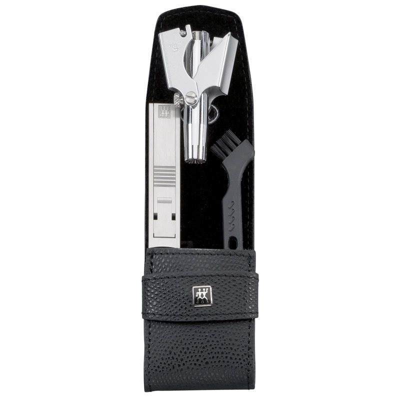 Set cleste tuns nas + unghiera, inox satinat, toc piele neagra - Zwilling TWINOX