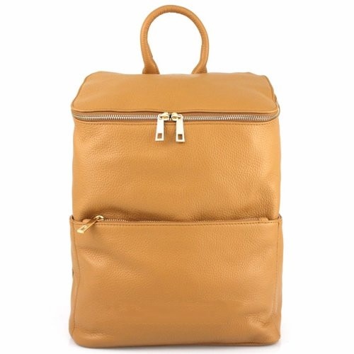 Rucsac Zofia din piele naturala pentru femei, maro cognac