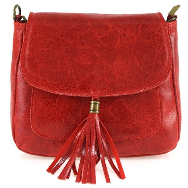 Poseta Nives din piele naturala pentru femei, rosu