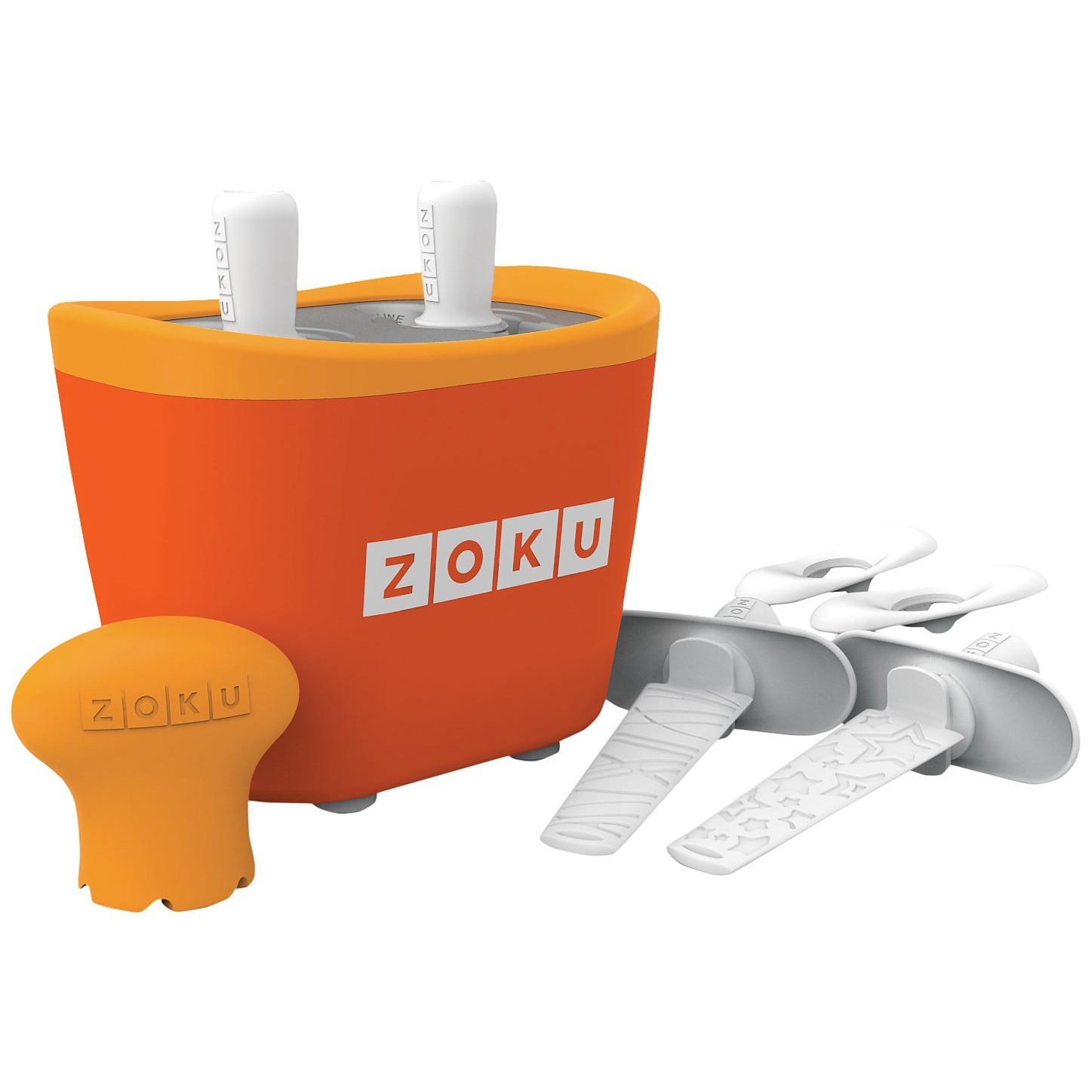 Aparat de inghetata ZOKU Quick Pop Maker ZK107 BL, 2 incinte, 7 minute, nu contine BPA, Portocaliu