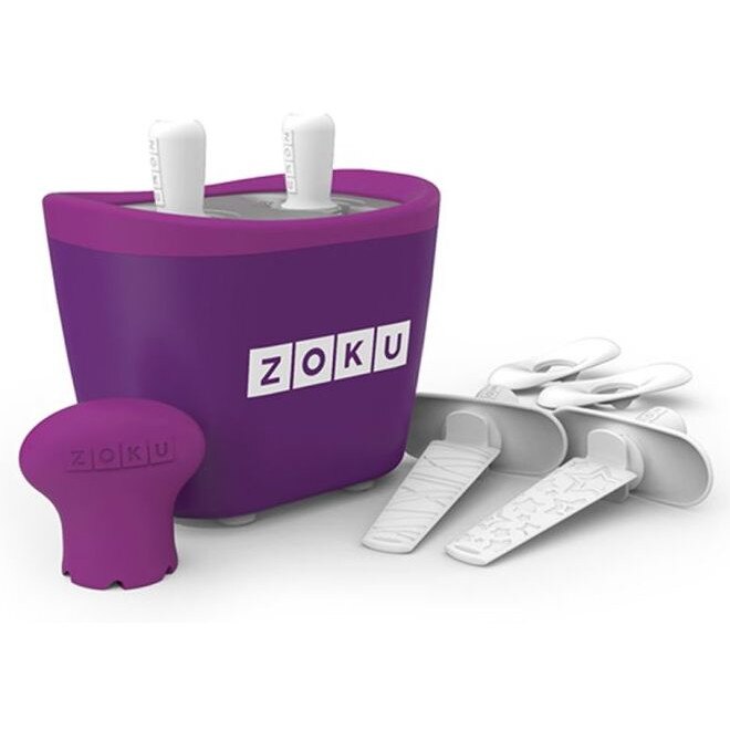 Aparat de inghetata ZOKU Quick Pop Maker ZK107 BL, 2 incinte, 7 minute, nu contine BPA, Mov