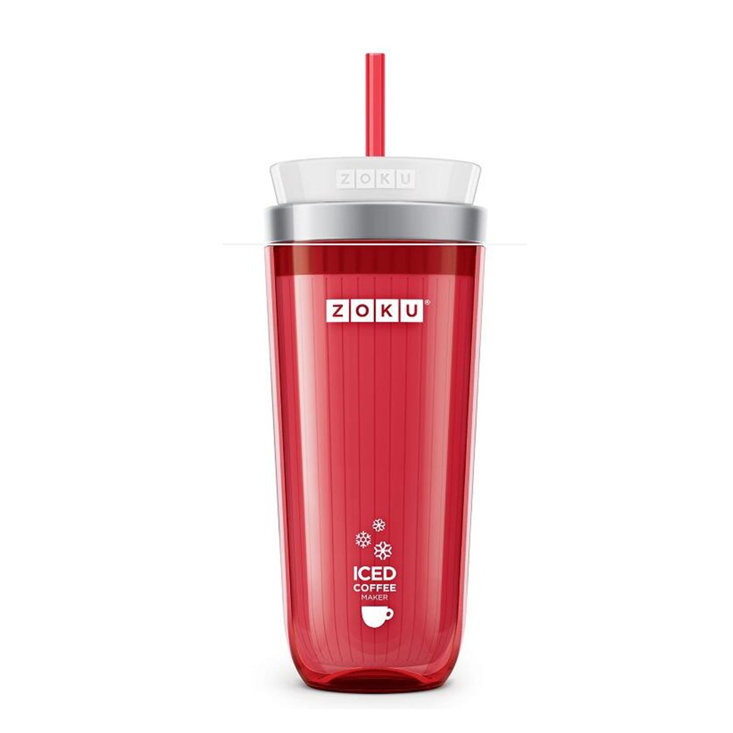 Pahar pentru preparare slush de cafea ZOKU Quick Maker ZK121, 7 minute, nu contine BPA, 325 ml, Rosu