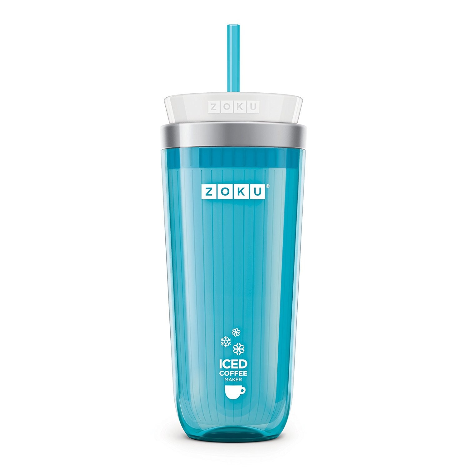 Pahar pentru preparare slush de cafea ZOKU Quick Maker ZK121, 7 minute, nu contine BPA, 325 ml, Albastru