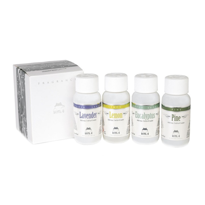 Set esente aromatice naturale Hyla 4 X 90 ml, Eucalypt, Lamaie, Pin, Lavanda