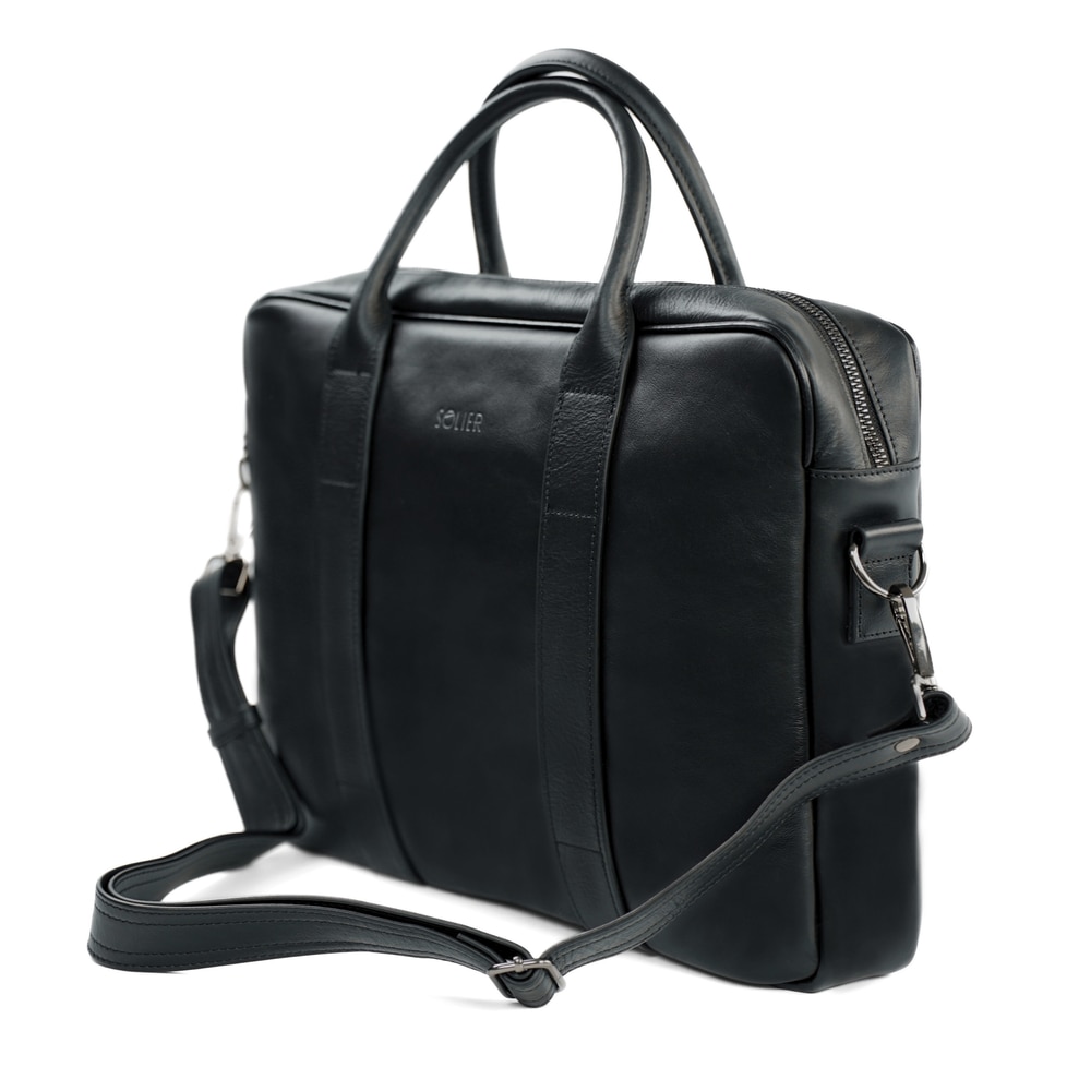 Geanta laptop Solier EDYNBURG din piele naturala, negru SL20
