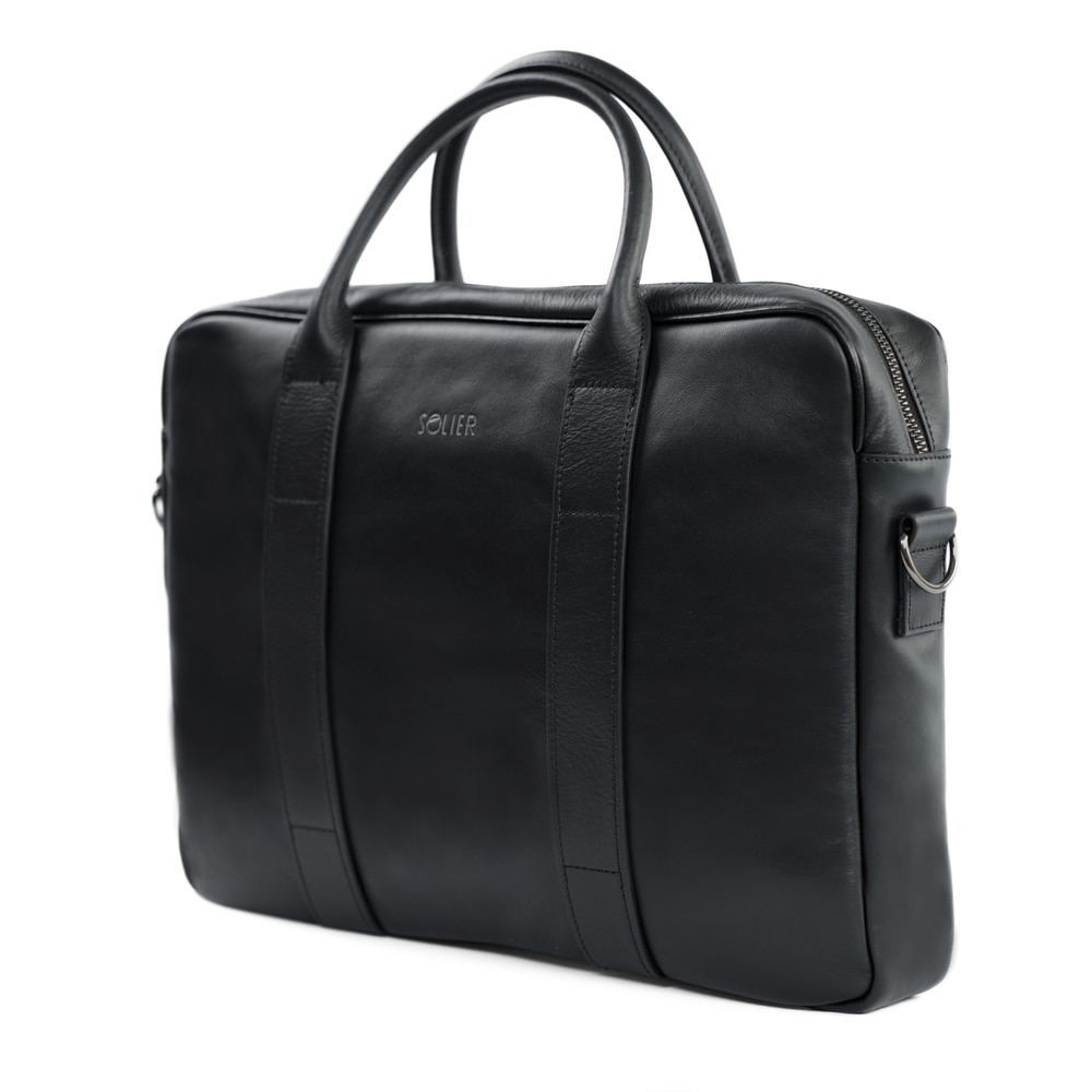 Geanta laptop Solier EDYNBURG din piele naturala, negru SL20